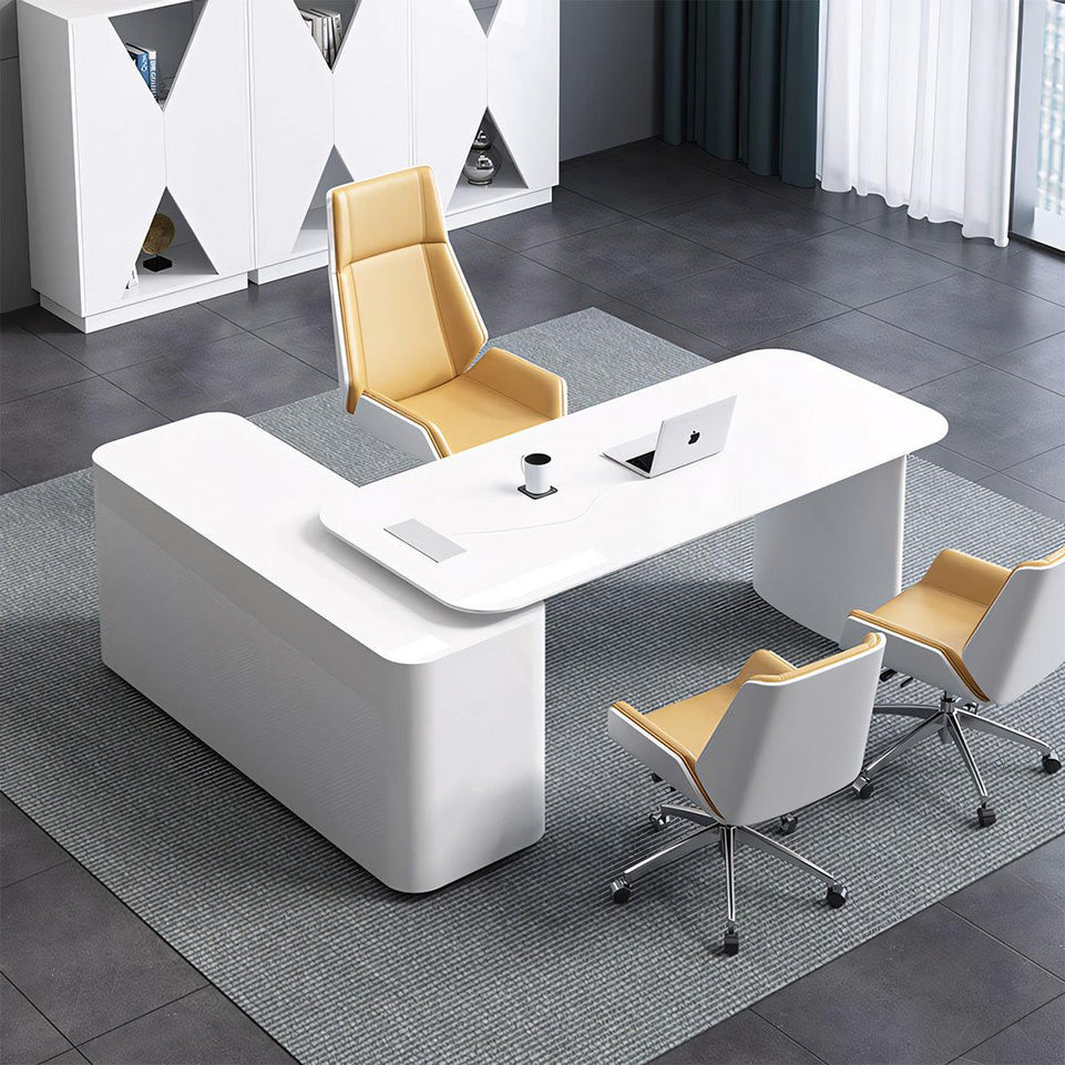 White Lacquered Executive Desk Modern Creative Office Furniture LBZ-744