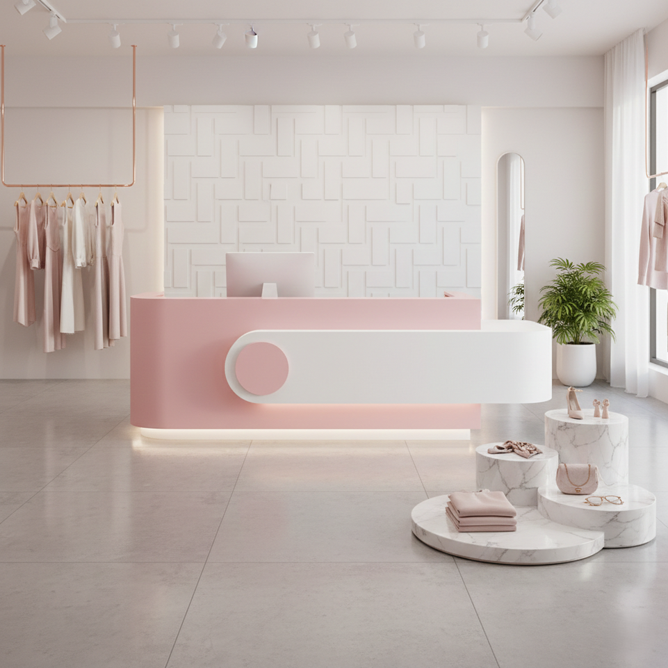 Beauty Salon Lacquered Curved l-Shaped Corner Cashier Desk JDT-7136