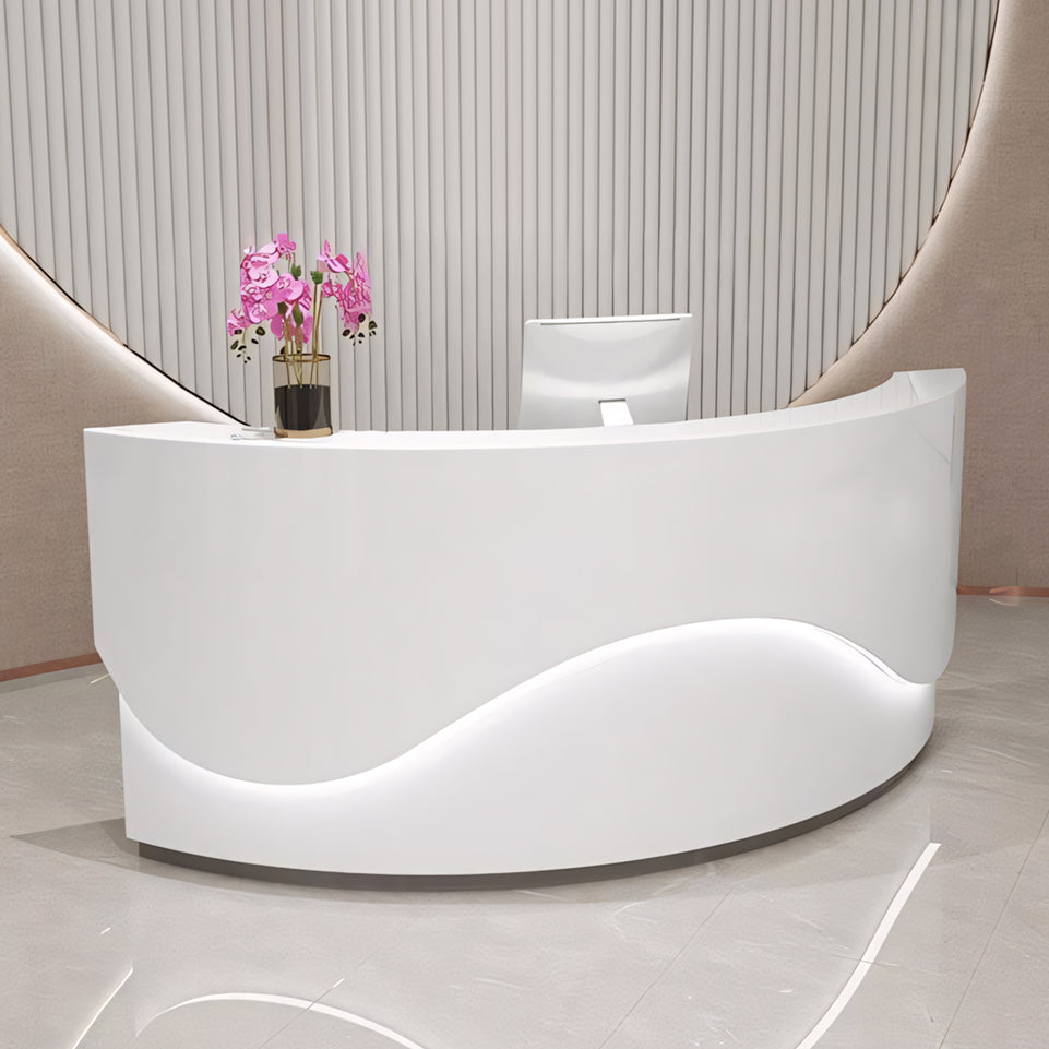 White Lacquered Arc-shaped Counter Company Reception Desk JDT-2047