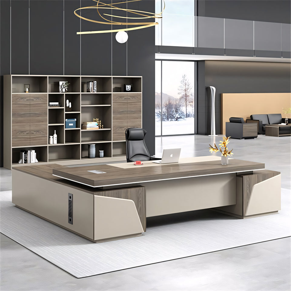 Modern Minimalist Executive Desk With Side Cabinet LBZ-10191