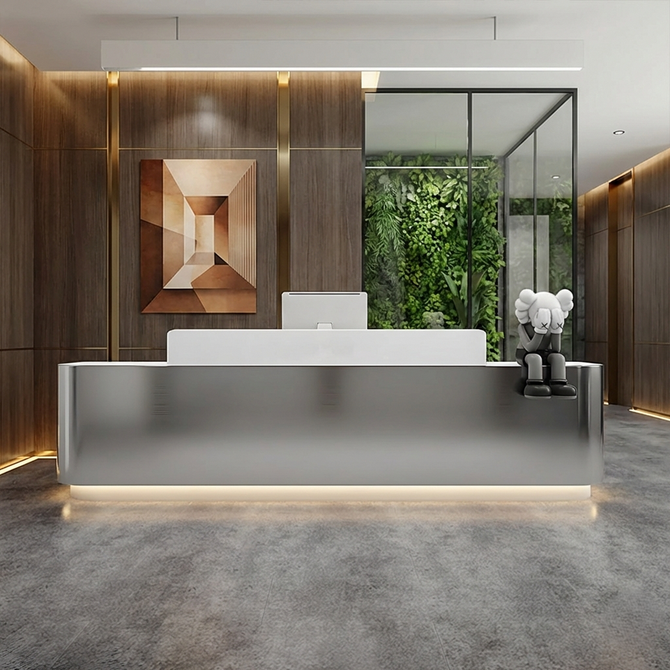 Modern Stainless Steel Front Desk Cashier Counter Reception Desk JDT-7101