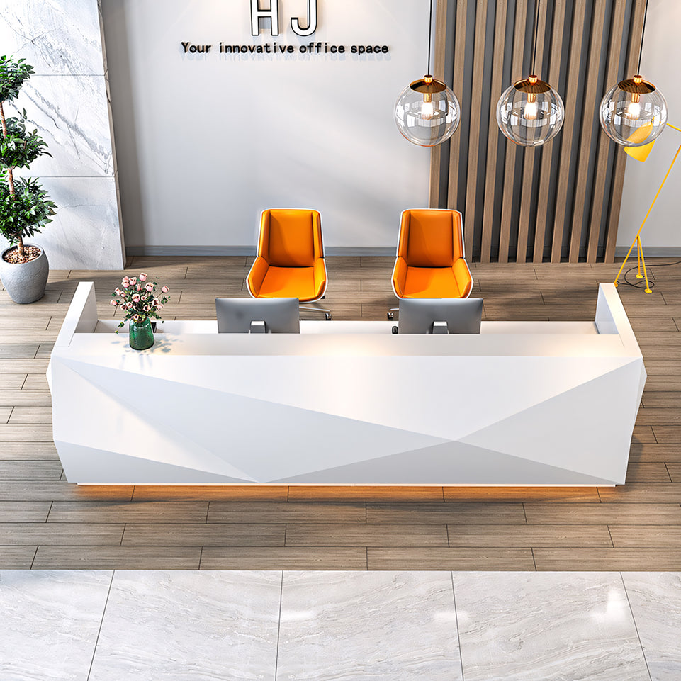 White Lacquered Simple Special-Shaped Reception Desk JDT-2035