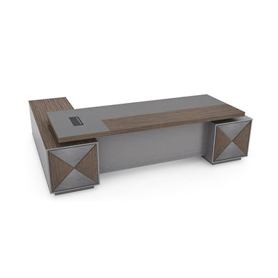 Stylish Executive Walnut Color Desk With Side Cabinet LBZ-1086