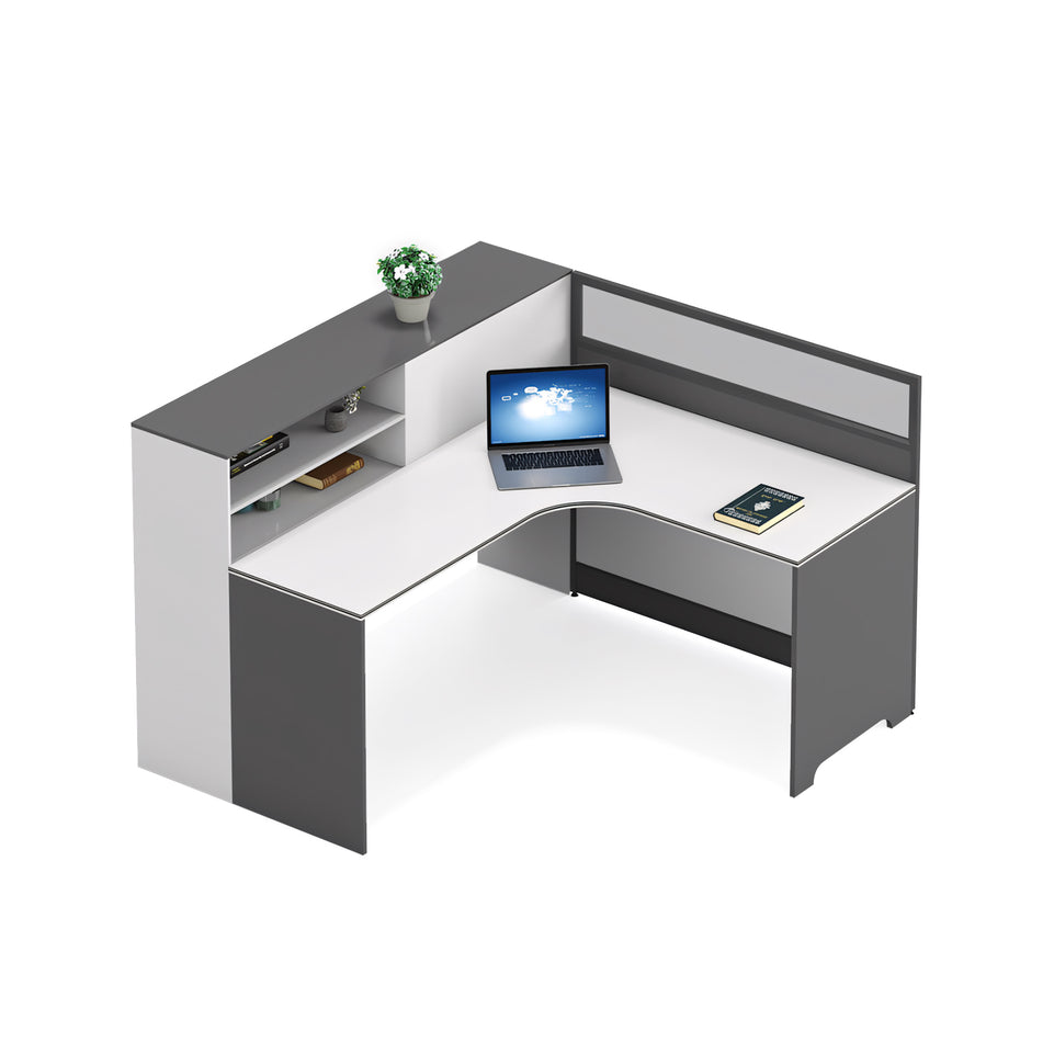 Modern Simple Office Desk And Chair Set With Screen Bookcase Partition YGZ-734