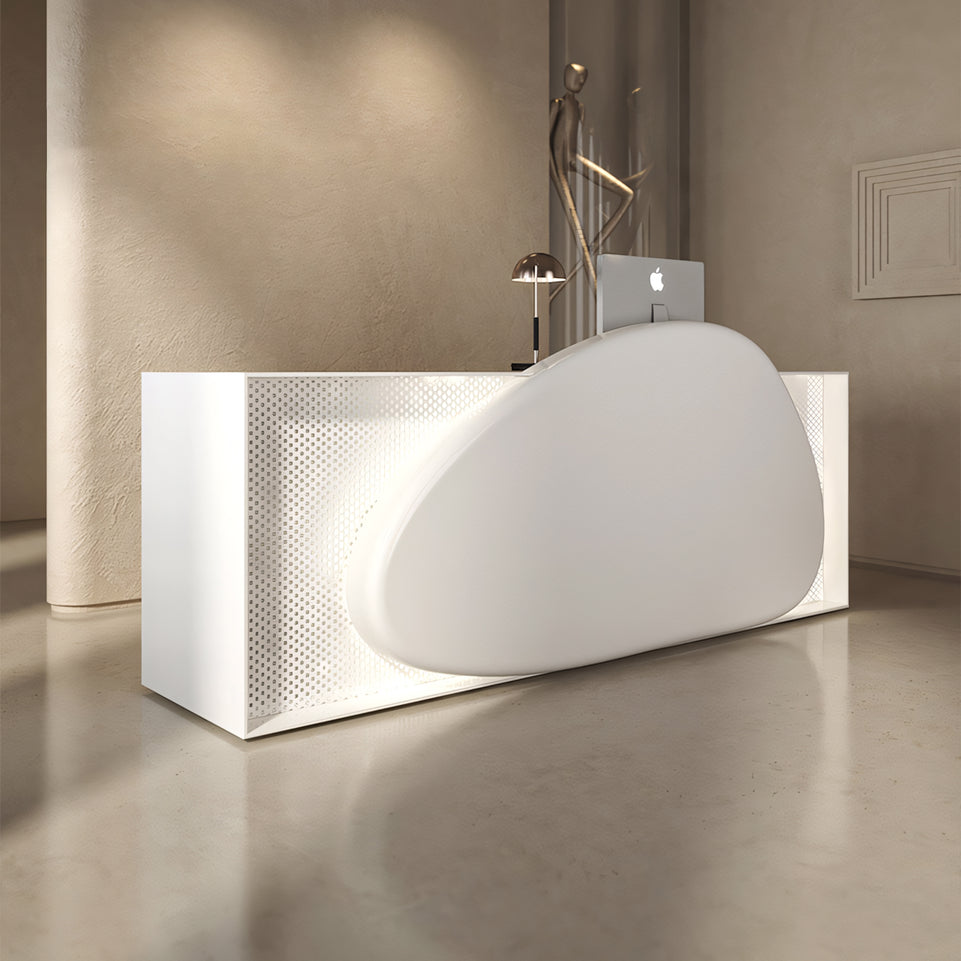 White Minimalist Creative Lacquered Reception Desk With Lights JDT-2010