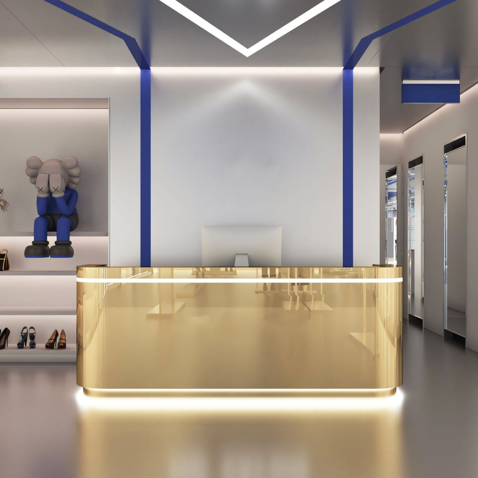 Salon Office Store  Reception Desk with Fully Assembled Feature and Stainless Steel Surface JDT-1028
