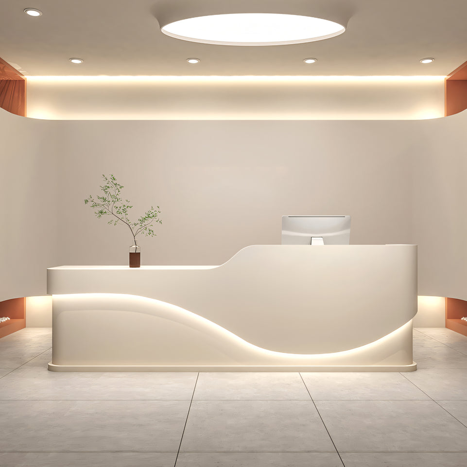 Creamy Style Minimalist Lacquered Salon Store Reception Desk JDT-1044