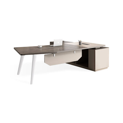 Minimalist L-Shaped Executive Desk With Side Cabinet LBZ-10179