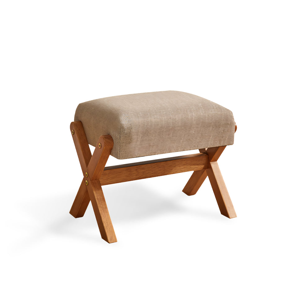 Solid Wood Cotton And Linen Upholstered Shoe Changing Stool Sofa Cushion Footstool BSF-2011