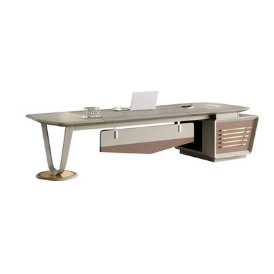 Gray Luxury Executive Office Desk With Side Cabinet LBZ-1088