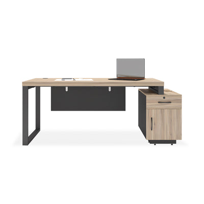 Modern Executive Desk Desk with Side Cabinet Storage and Single Pedestal LBZ-10193