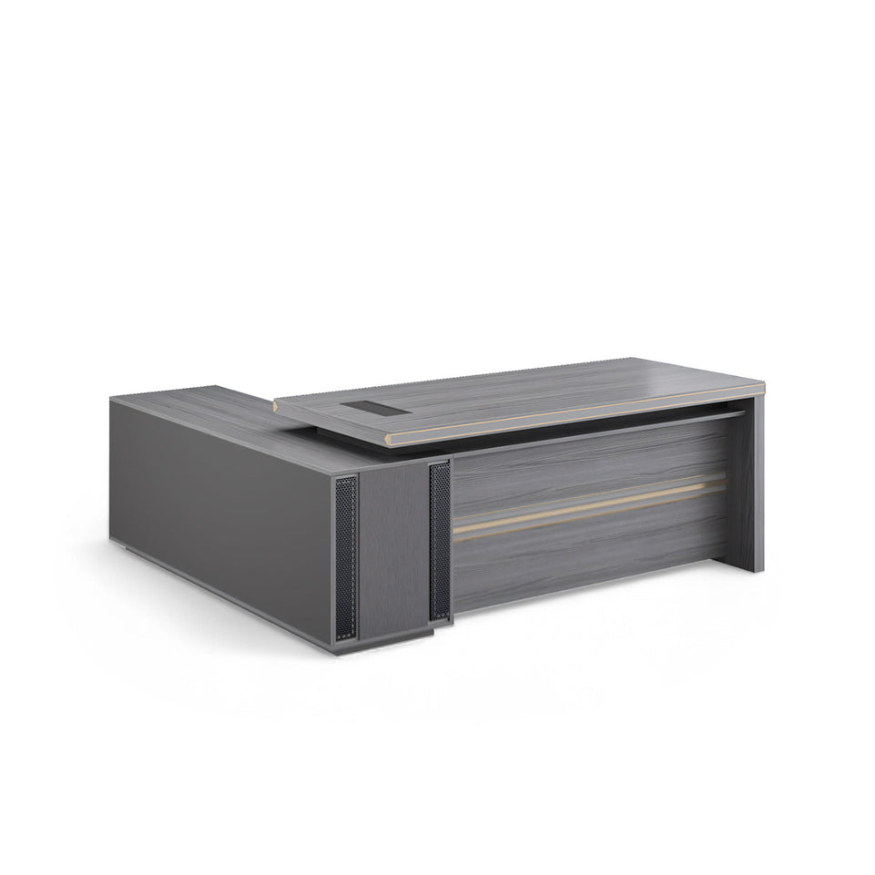 High-End Gray Executive Desk with Large Side Cabinet LBZ-2059