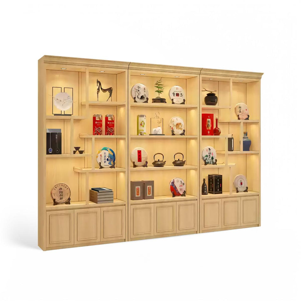 Multilayer Solid Wood Board Display Cabinets for Antique Cigarettes, Wine, Ornaments in Supermarkets CWG-2029