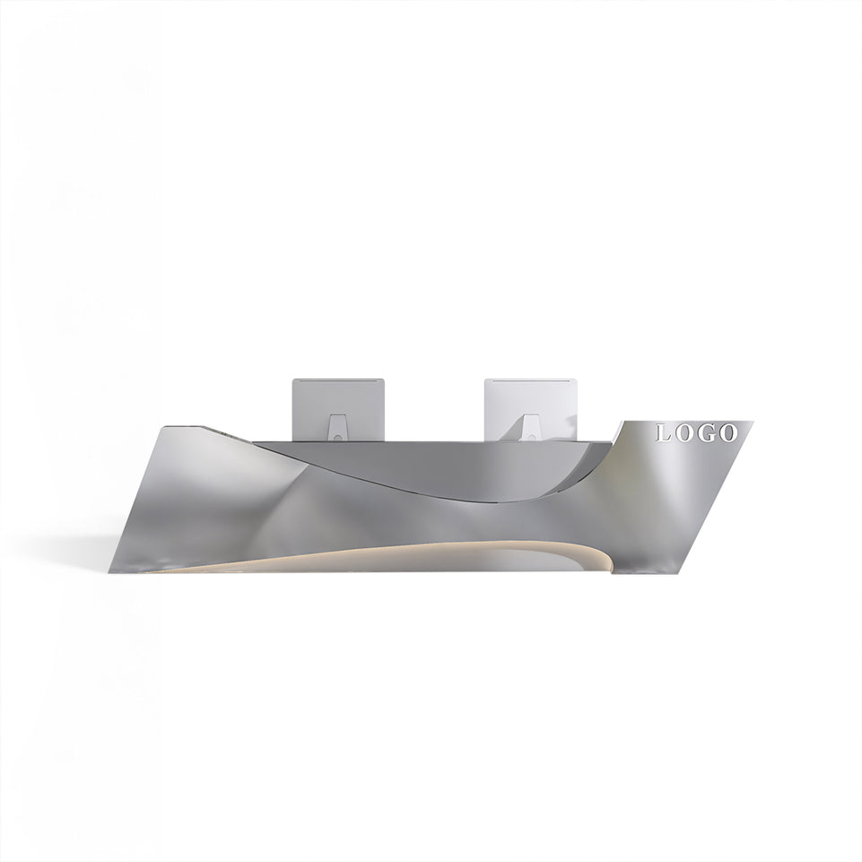 Irregular Art Counter: Stainless Steel Reception Desk for Beauty Salons and Clothing Stores JDT-2148