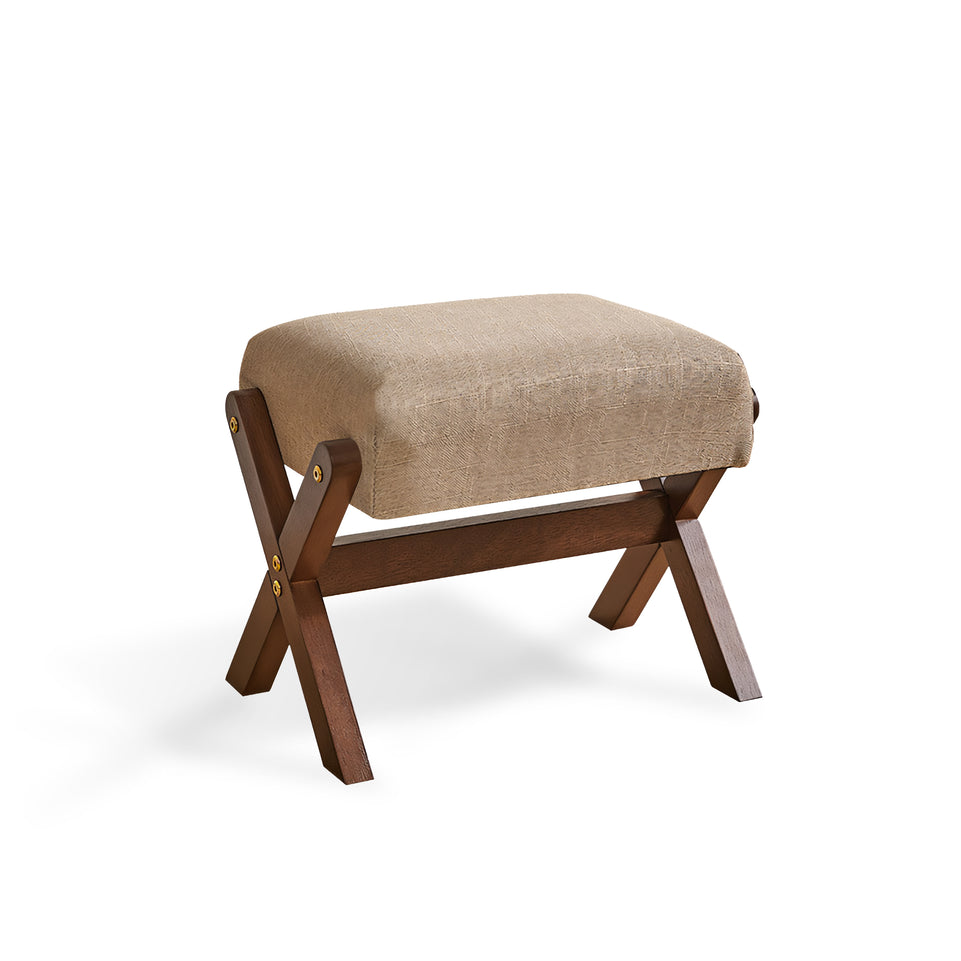 Solid Wood Cotton And Linen Upholstered Shoe Changing Stool Sofa Cushion Footstool BSF-2011