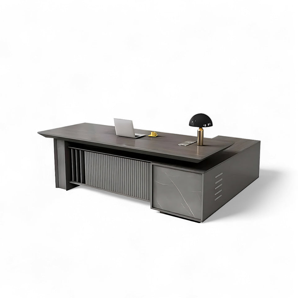 Classic Stylish High-Quality L-Shaped Executive Desk with Unique Vertical Stripe Design LBZ-608