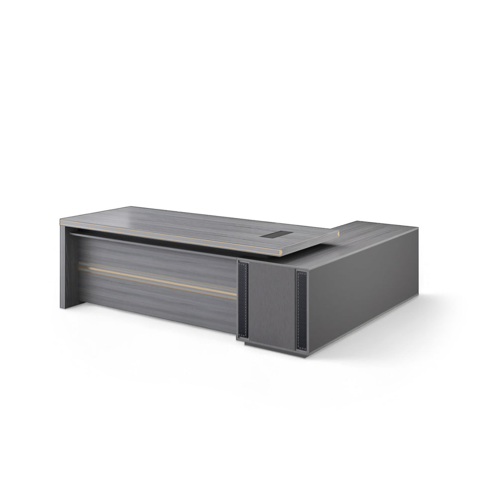 High-End Gray Executive Desk with Large Side Cabinet LBZ-2059