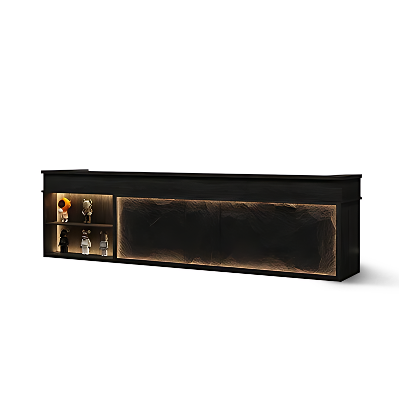 Retro Rectangular Reception Desk with LED Strip Lighting JDT-774