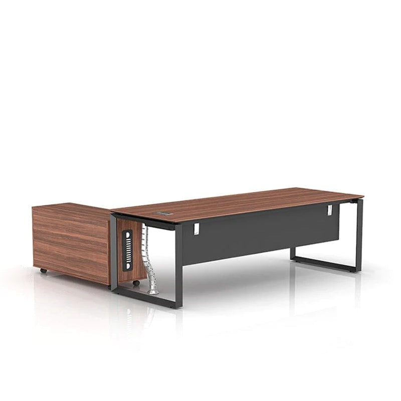 Walnut Color Executive Modern Office Desk With Side Cabinet LBZ-1082