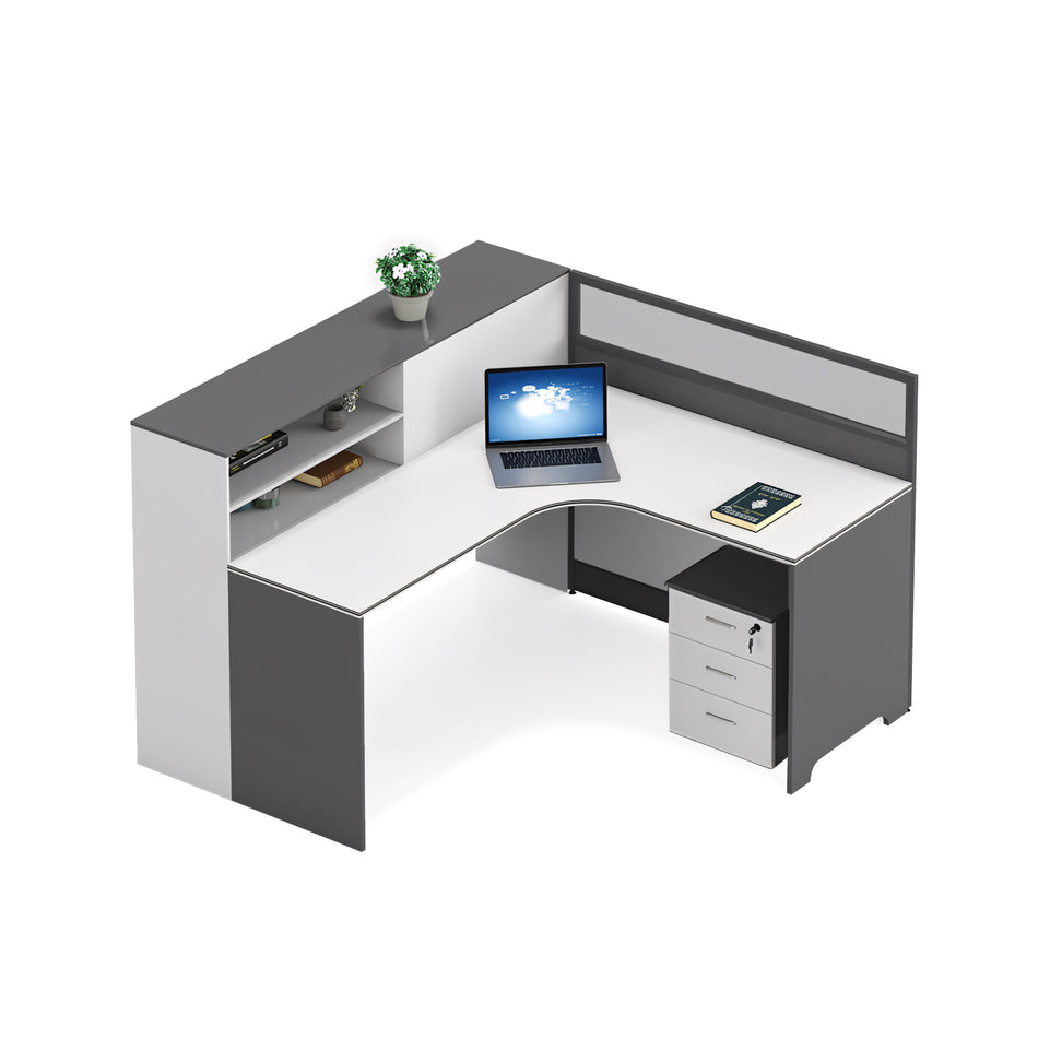 Modern Simple Office Desk And Chair Set With Screen Bookcase Partition YGZ-734