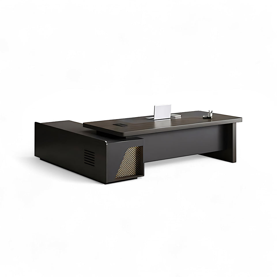 Minimalist Heavy-Duty L-Shaped Executive Desk with Practical Large Side Cabinet Design LBZ-612