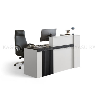 Sleek Reception Desk with LED Strip Lockable Drawers and Cable Grommets JDT-2217