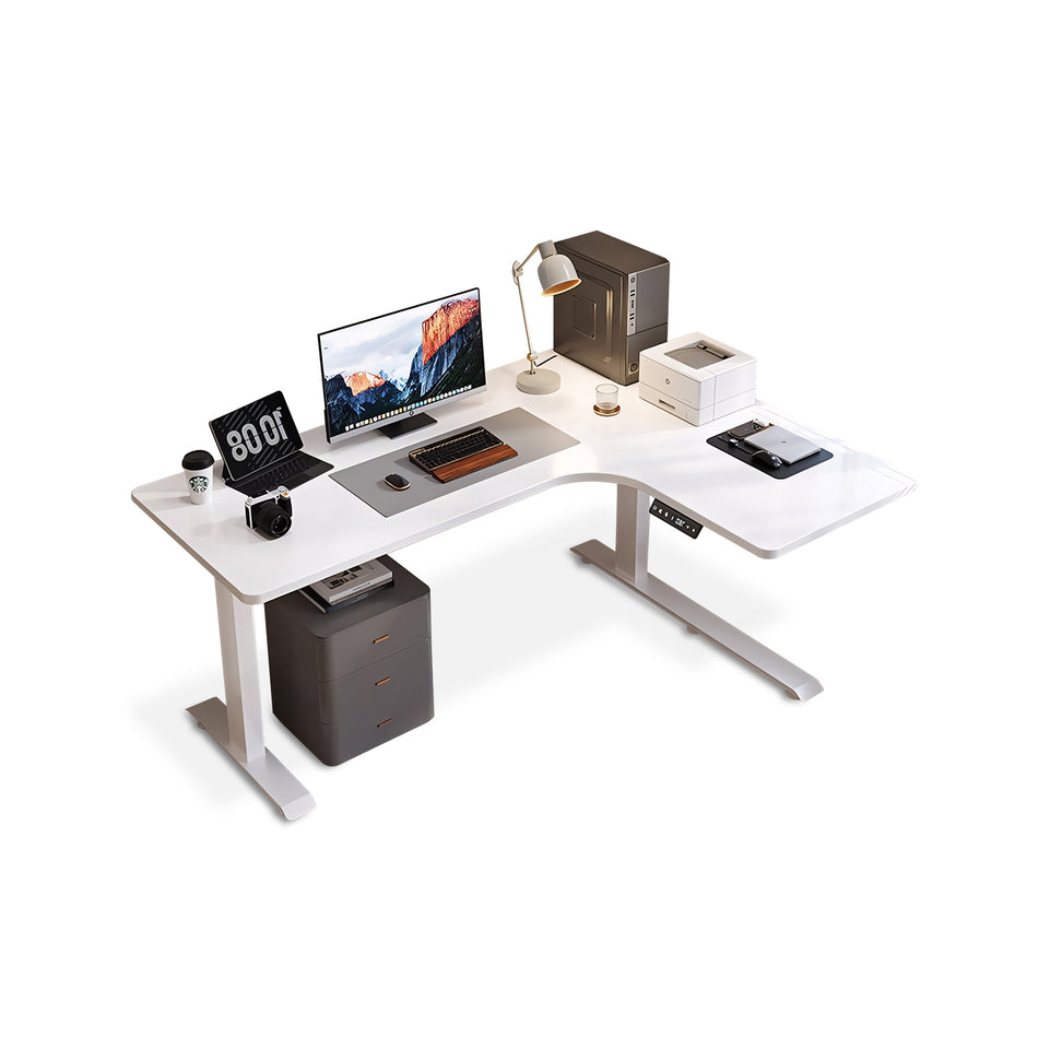 Solid Wood Corner Electric Lifting L-Type Study Or Office Desk YGZ-2006