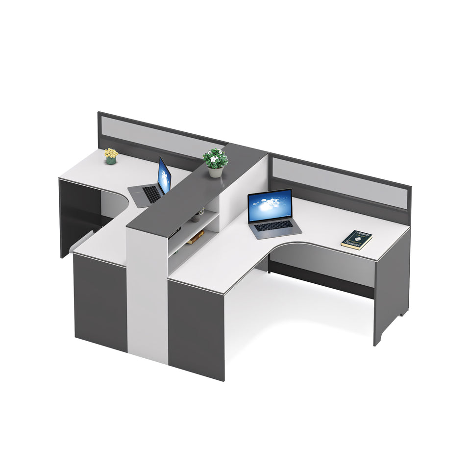 Modern Simple Office Desk And Chair Set With Screen Bookcase Partition YGZ-734