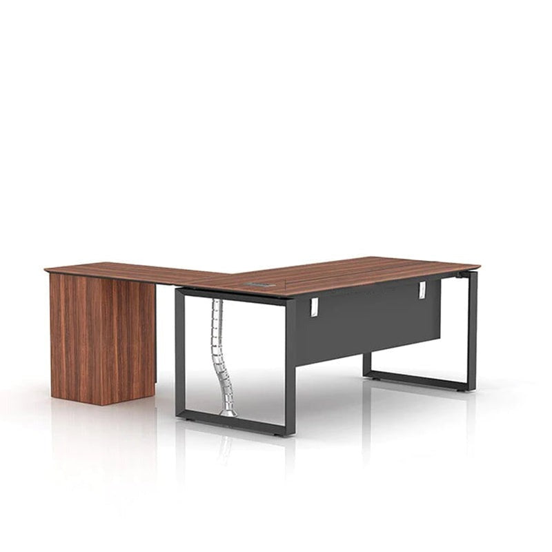 Walnut Color Executive Modern Office Desk With Side Cabinet LBZ-1082