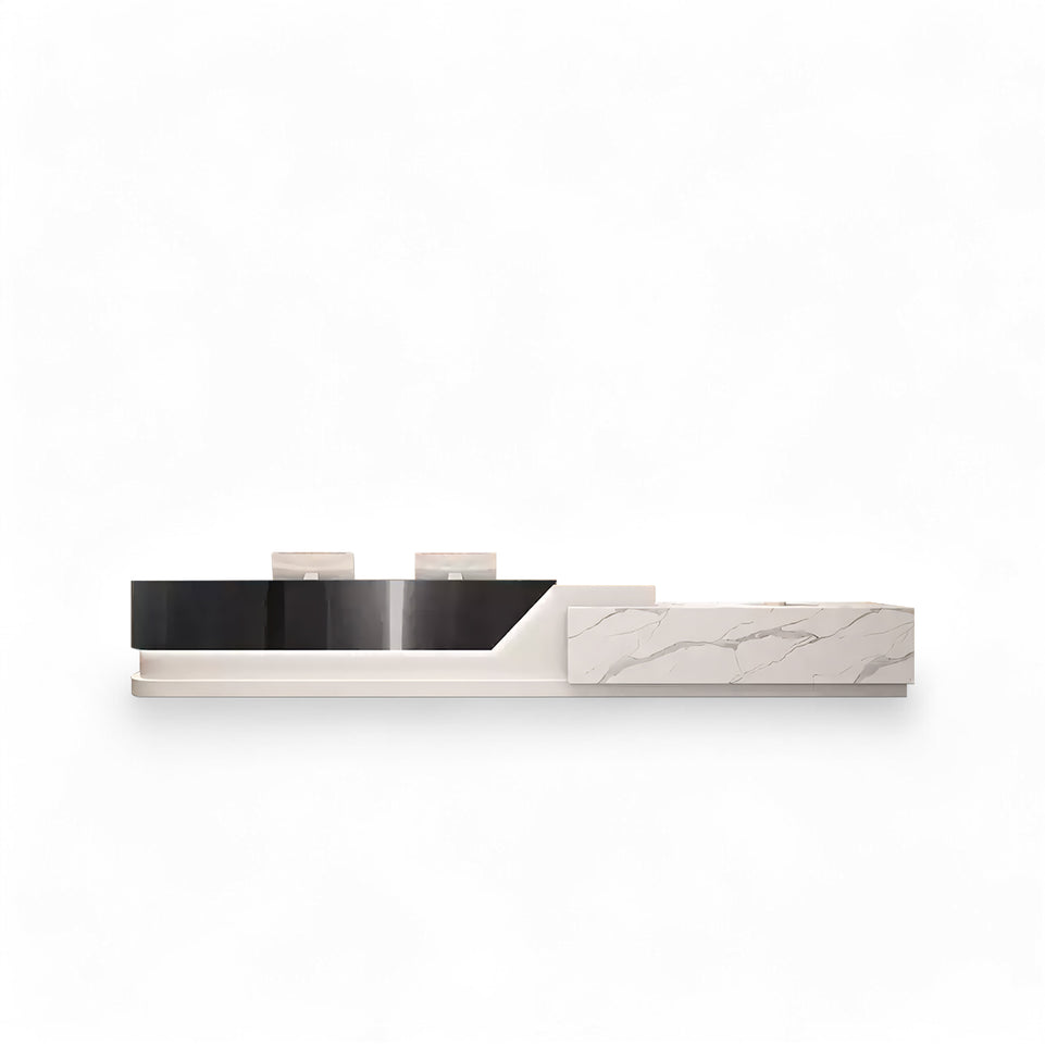 Light Luxury Imitation Marble Stainless Steel Company Hotel Cashier and Reception Desk JDT-2151