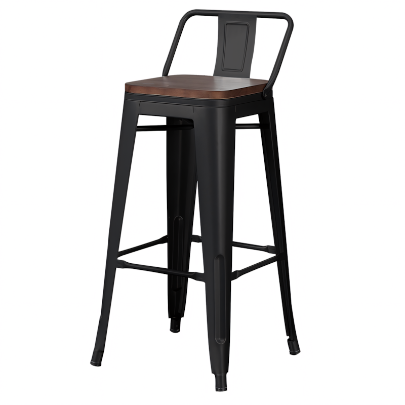 Modern Metal and Wood Bar Stool with Backrest Commercial Use BTZ-006