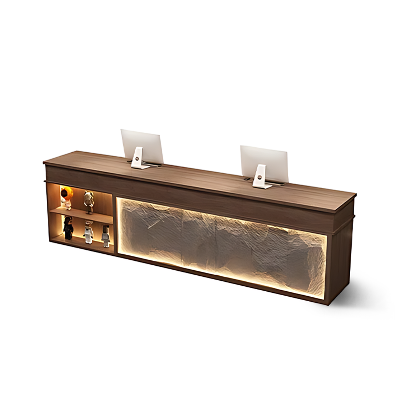 Retro Rectangular Reception Desk with LED Strip Lighting JDT-774