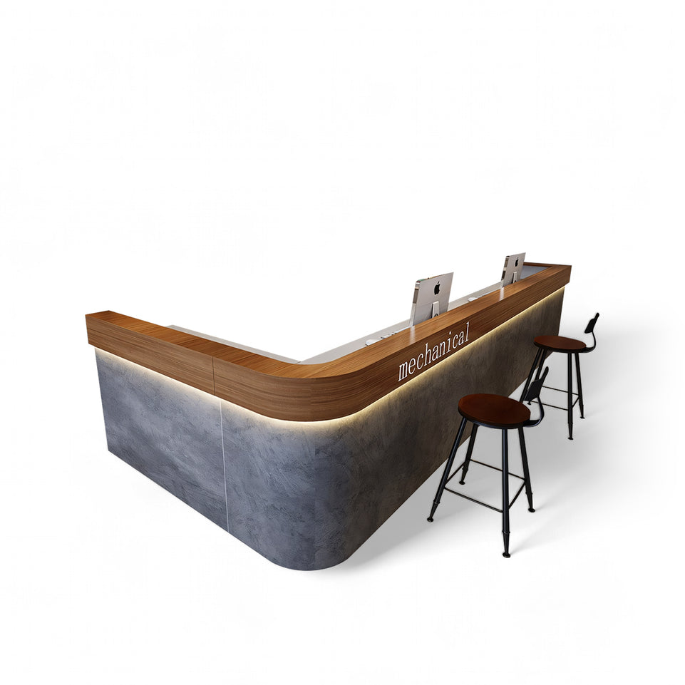 Modern Simple Wood Grain Corner Reception Desk JDT-2021