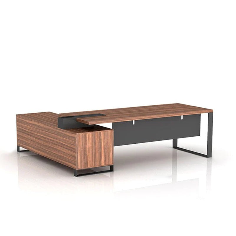 Walnut Color Executive Modern Office Desk With Side Cabinet LBZ-1082