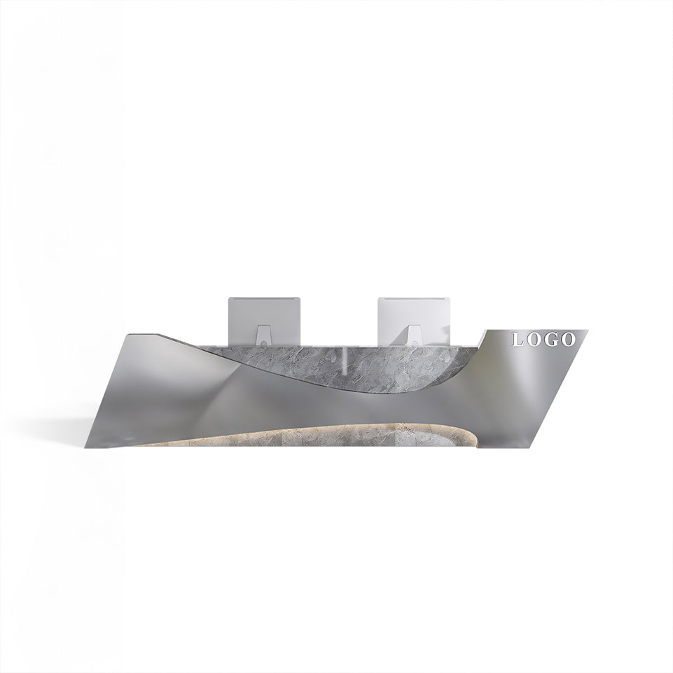 Irregular Art Counter: Stainless Steel Reception Desk for Beauty Salons and Clothing Stores JDT-2148