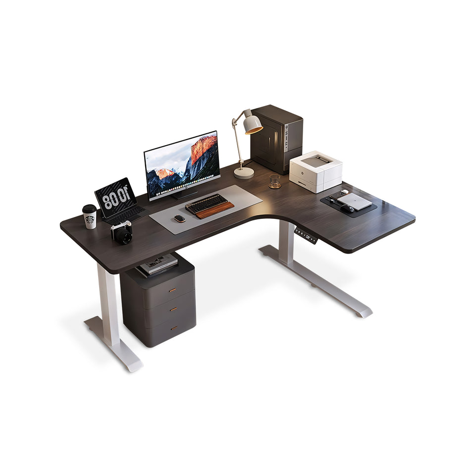 Solid Wood Corner Electric Lifting L-Type Study Or Office Desk YGZ-2006