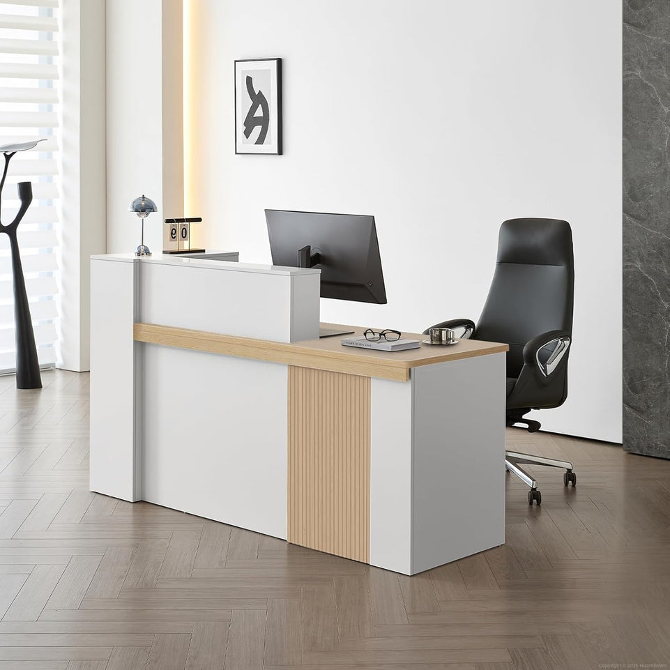 Sleek Reception Desk with LED Strip Lockable Drawers and Cable Grommets JDT-2217