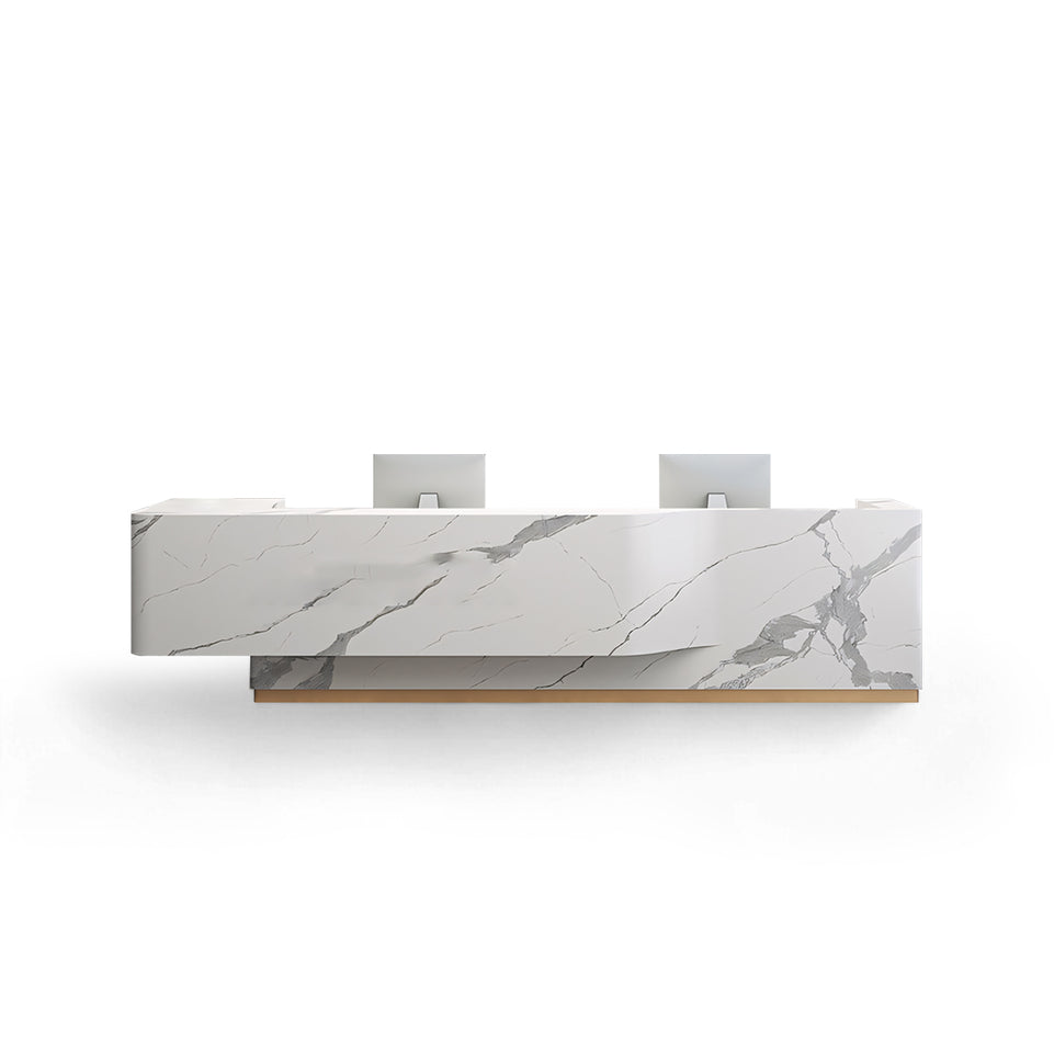 Irregular Reception Desk with Marble Grain for Hotel Lobby JDT-2159