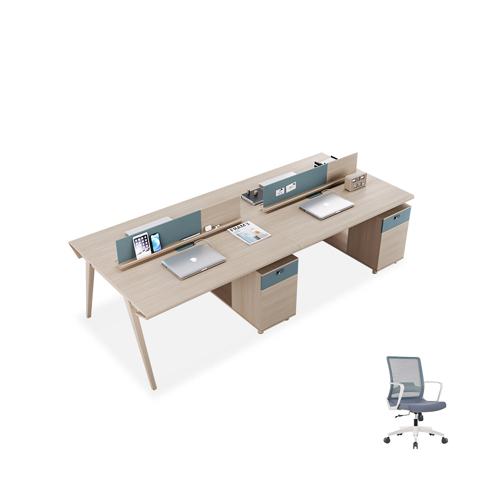 Curved Desktop Solid Wood Legs Office Desk And Chair Set YGZ-752