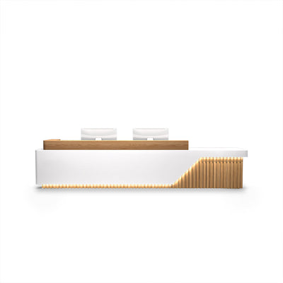 Fully Assembled Minimalist Reception Desk with LED and Storage Cabinet JDT-2052