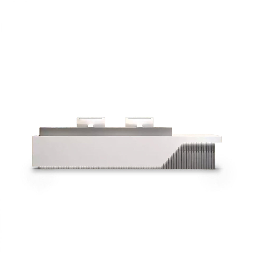 Fully - Assembled Minimalist Reception Desk with LED and Storage Cabinet JDT-2052