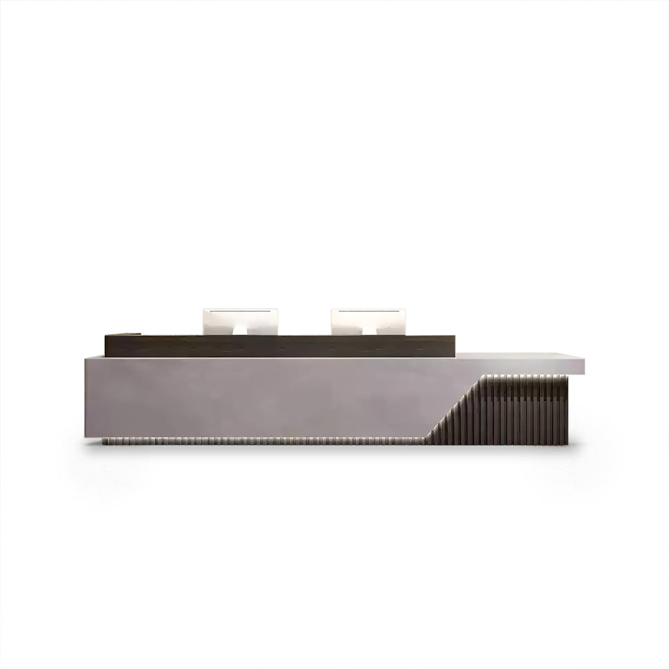 Fully - Assembled Minimalist Reception Desk with LED and Storage Cabinet JDT-2052