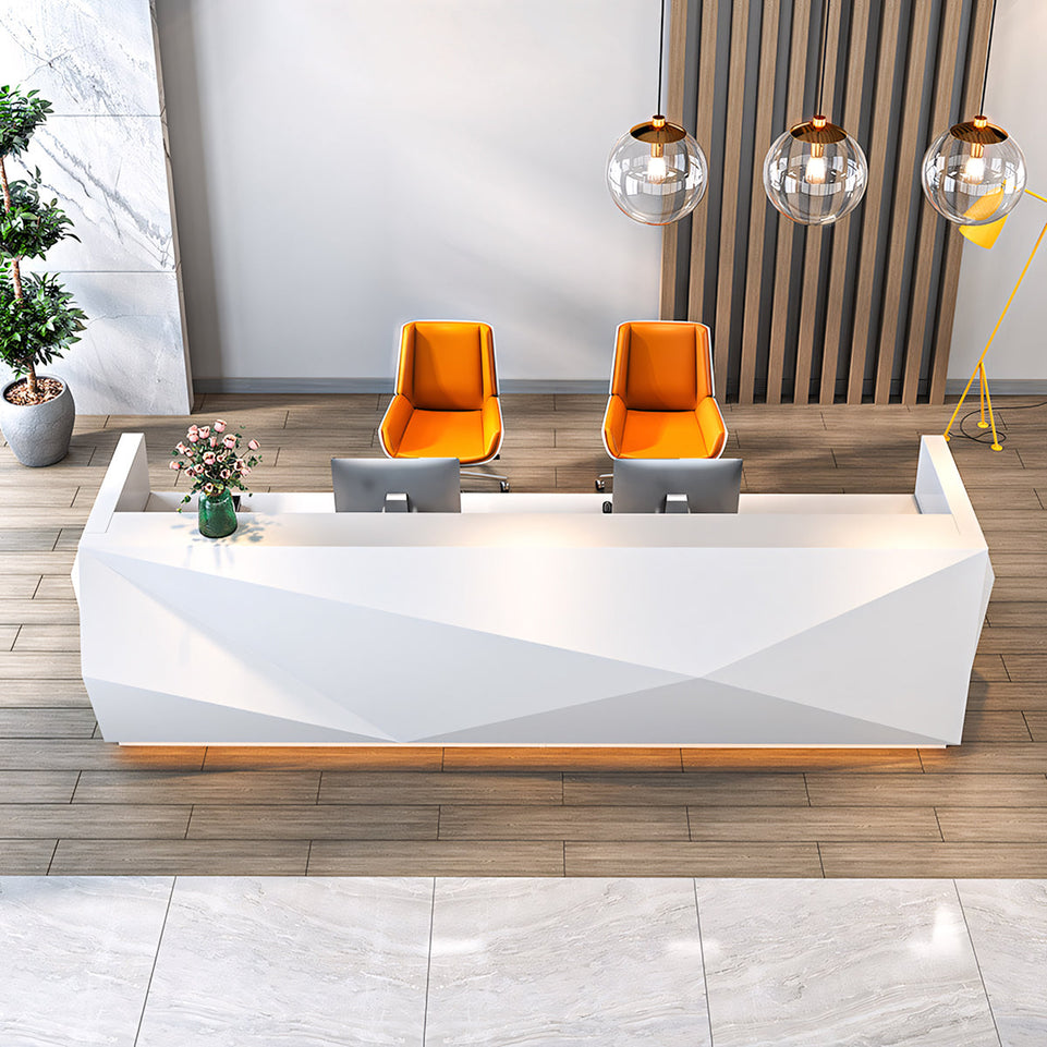 White Lacquered Simple Special-Shaped Reception Desk JDT-2035