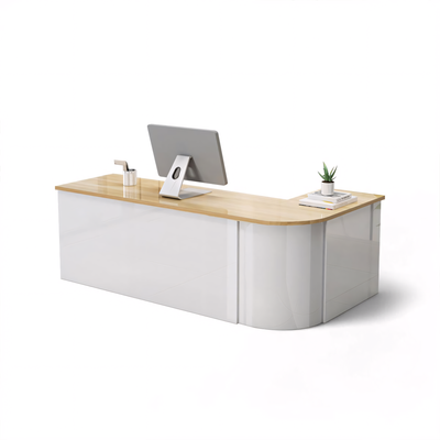 Lacquered Sleek Company With Corner Reception Desk Counter JDT-1091