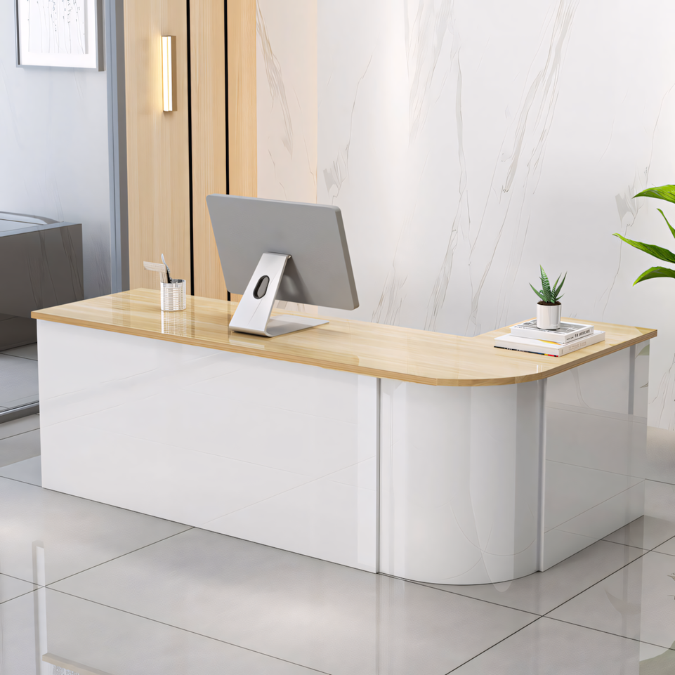 Lacquered Sleek Company With Corner Reception Desk Counter JDT-1091