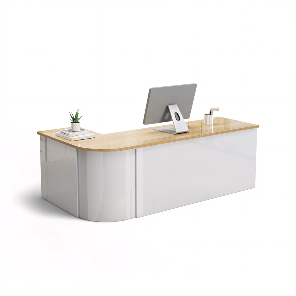 Lacquered Sleek Company With Corner Reception Desk Counter JDT-1091