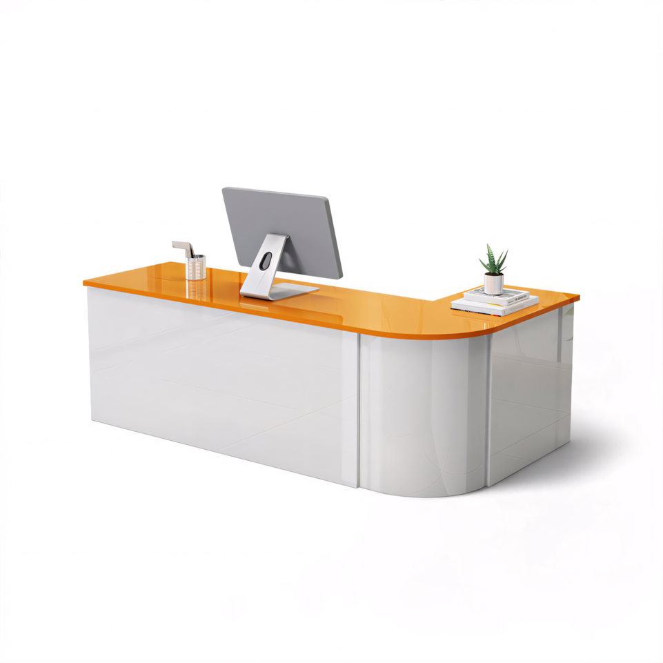 Lacquered Sleek Company With Corner Reception Desk Counter JDT-1091