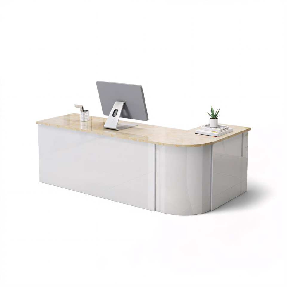 Lacquered Sleek Company With Corner Reception Desk Counter JDT-1091