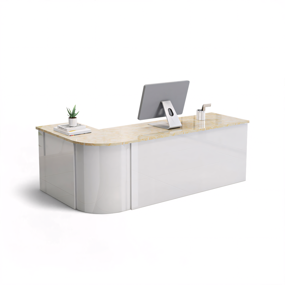 Lacquered Sleek Company With Corner Reception Desk Counter JDT-1091