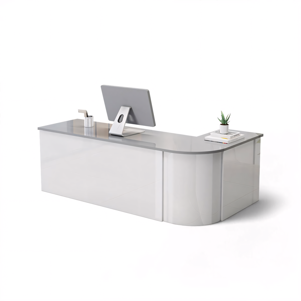 Lacquered Sleek Company With Corner Reception Desk Counter JDT-1091